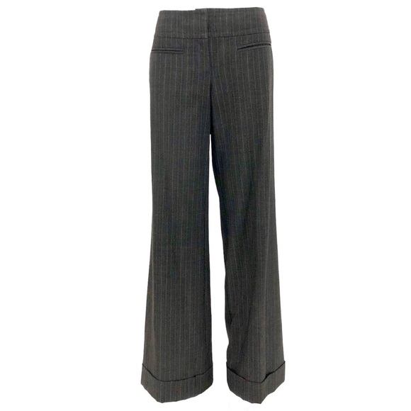 Trina Turk size 4 Dark Gray & Turquoise Pinstripe Wide Leg Pants - Picture 3 of 14